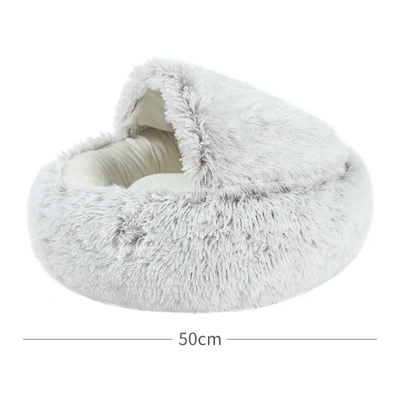 Nuopets Cat Bed Plush Warm Round Pet Bed