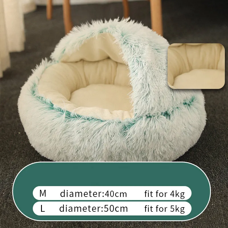 Nuopets Cat Bed Plush Warm Round Pet Bed
