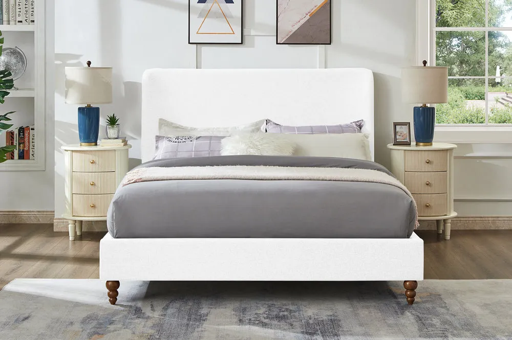 Off White Fabric Platform Bed- Double, Queen or King - Model #2196