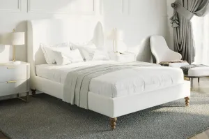 Off White Fabric Platform Bed- Double, Queen or King - Model #2196