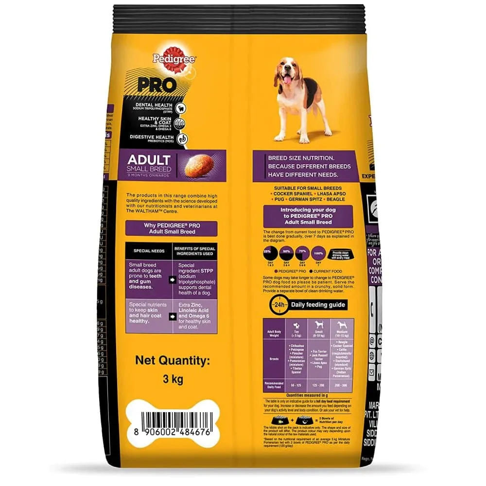 Pedigree PRO Dry Food for Small Breed and Dentastix Oral Care Adult Dog Treats Combo
