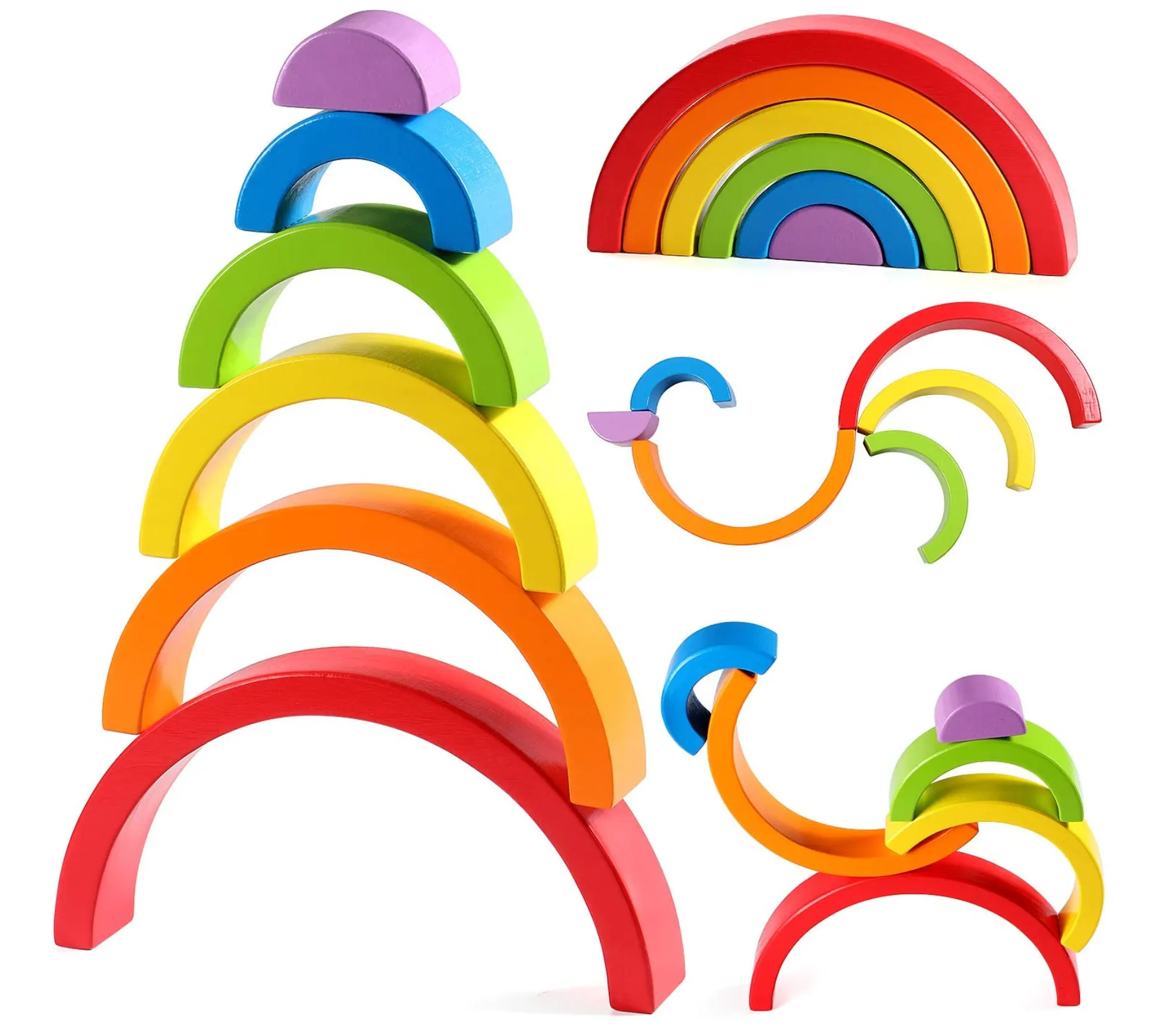 Prism Play Limewood Rainbow Wooden Stacker - 6 Pcs
