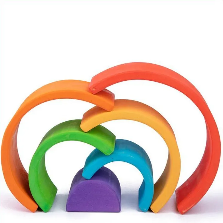 Prism Play Limewood Rainbow Wooden Stacker - 6 Pcs