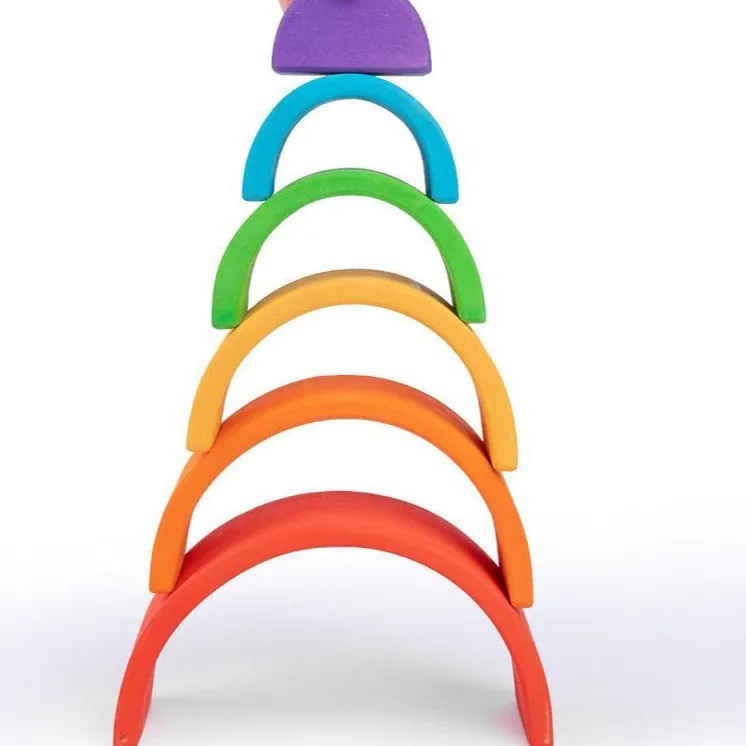 Prism Play Limewood Rainbow Wooden Stacker - 6 Pcs