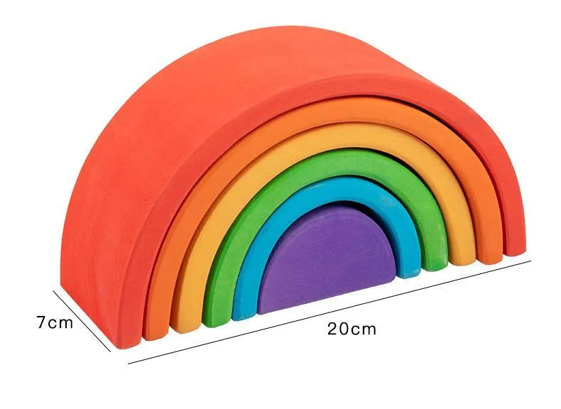 Prism Play Limewood Rainbow Wooden Stacker - 6 Pcs
