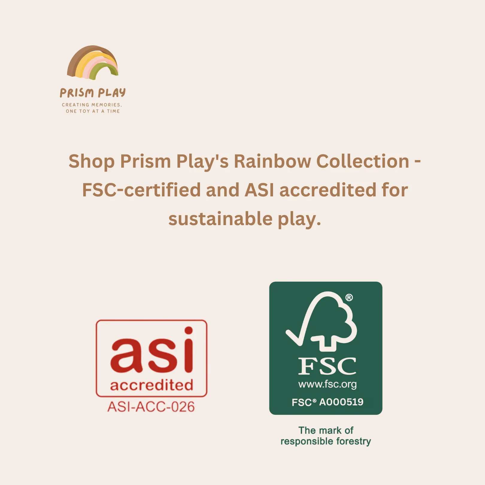 Prism Play Limewood Rainbow Wooden Stacker - 6 Pcs