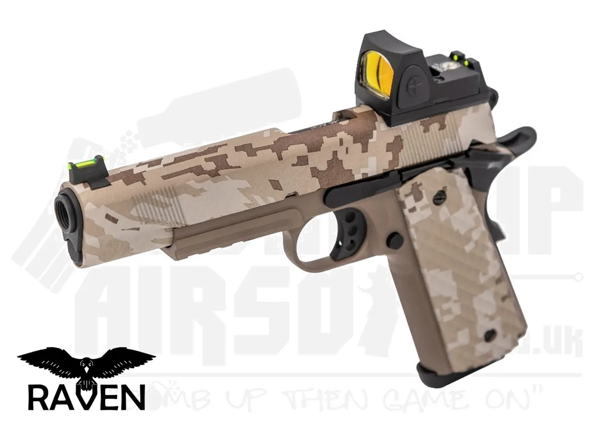 Raven 1911 MEU Railed   BDS GBB Airsoft Pistol - Tan/Digi Desert