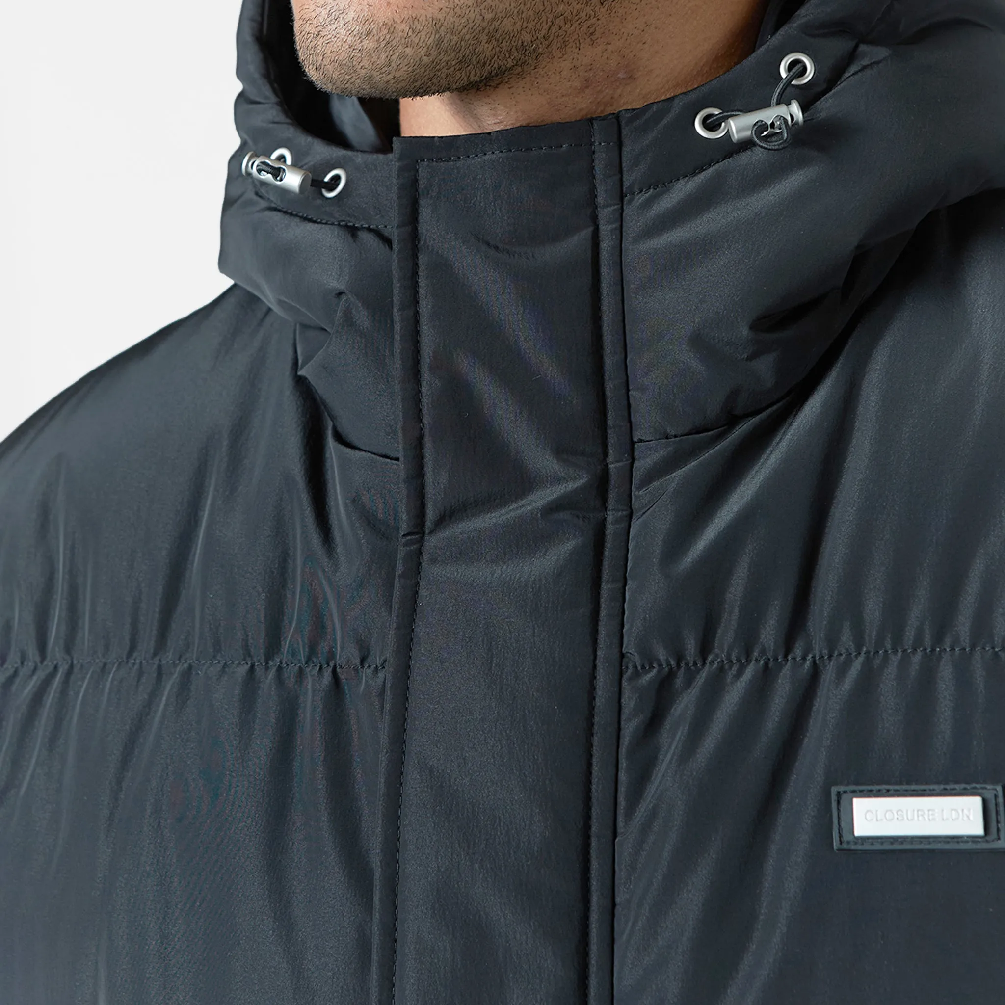 Smart Crinkle Nylon Puffer Jacket | Black