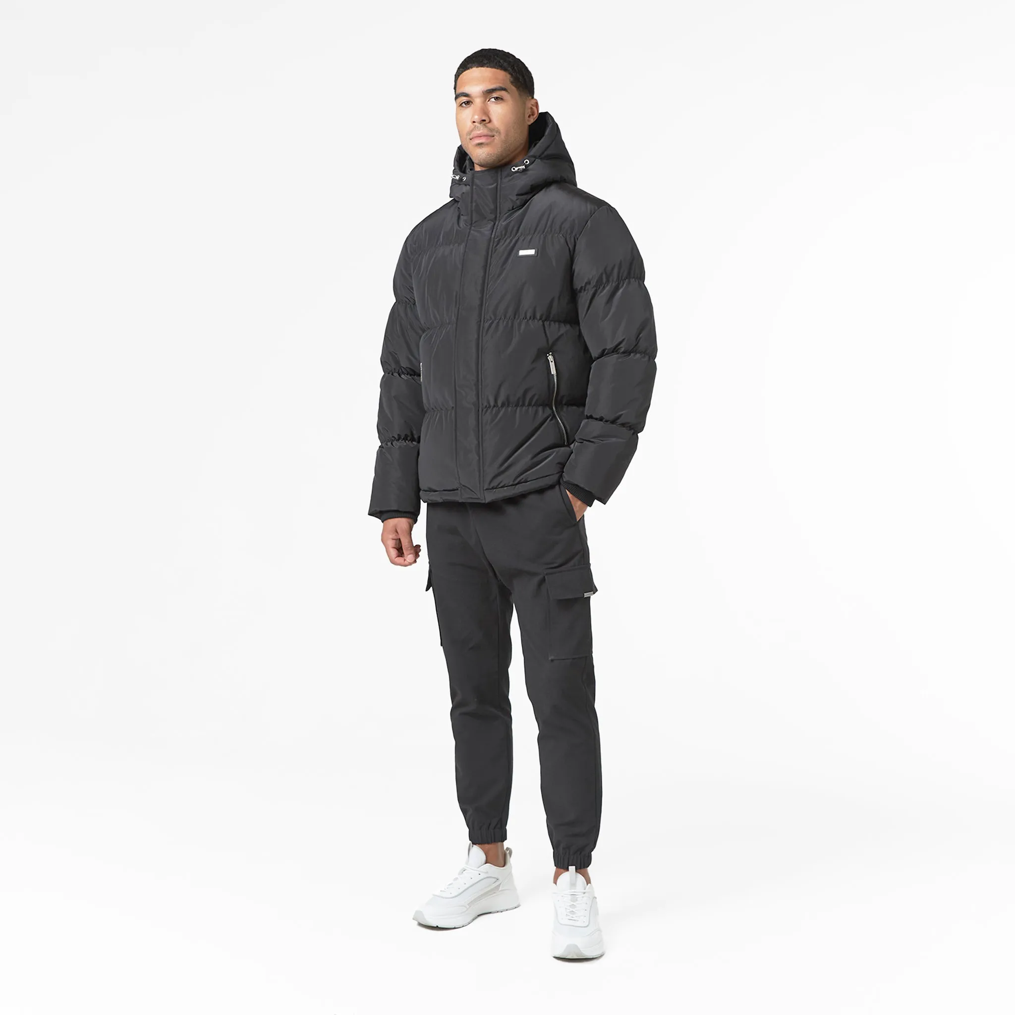 Smart Crinkle Nylon Puffer Jacket | Black