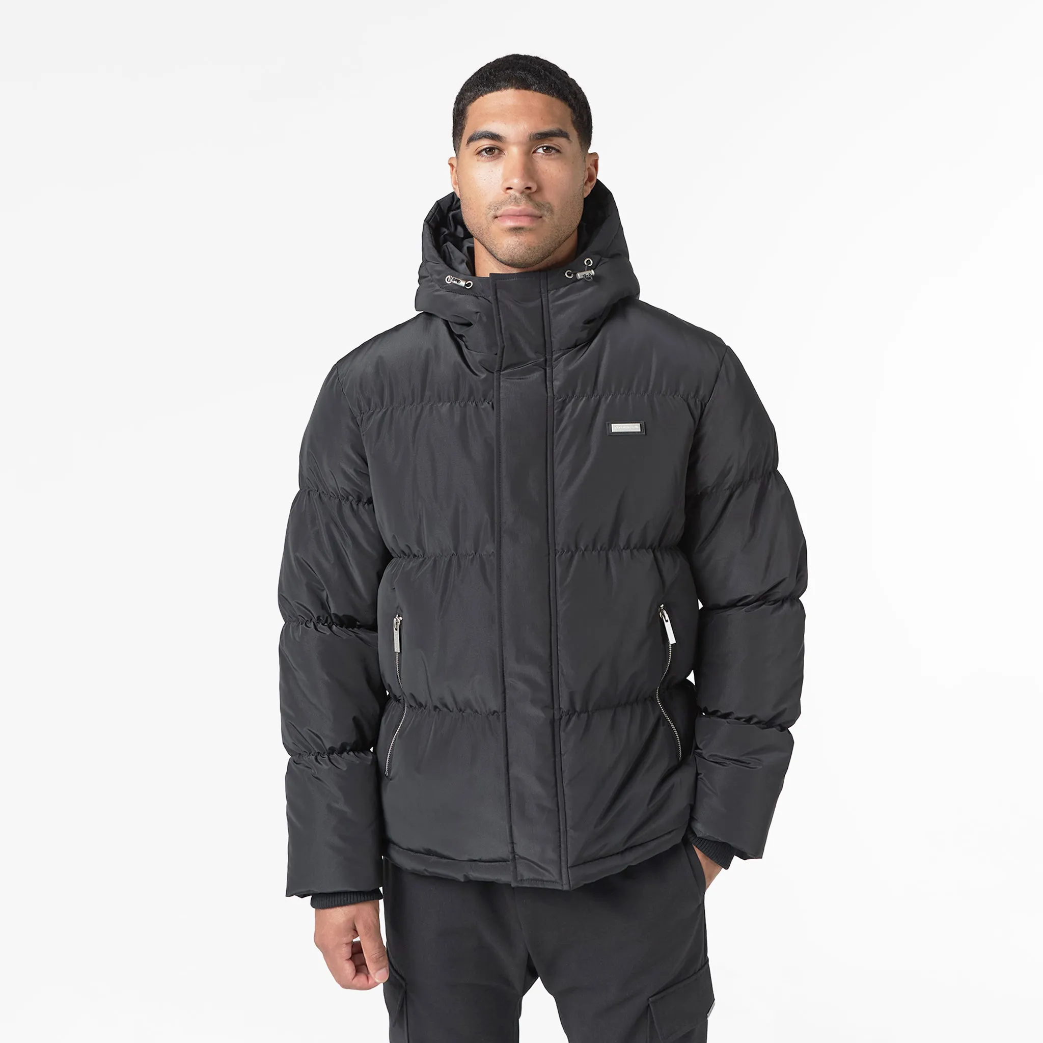 Smart Crinkle Nylon Puffer Jacket | Black