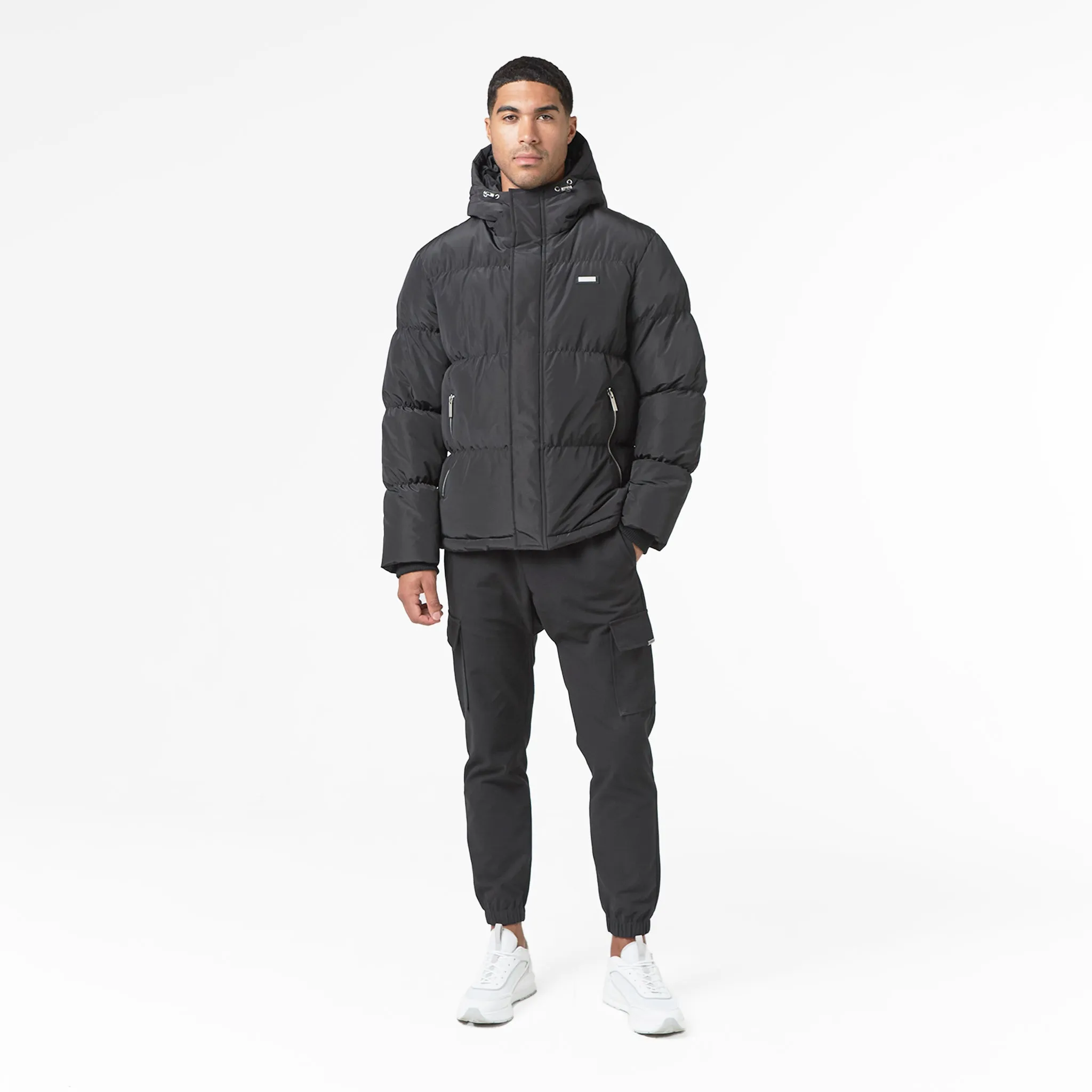 Smart Crinkle Nylon Puffer Jacket | Black