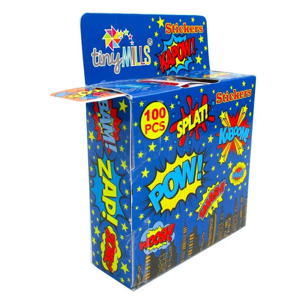 Superhero Stickers 100 Stickers/Dispenser, Pack of 1, 6 or 12 Dispensers
