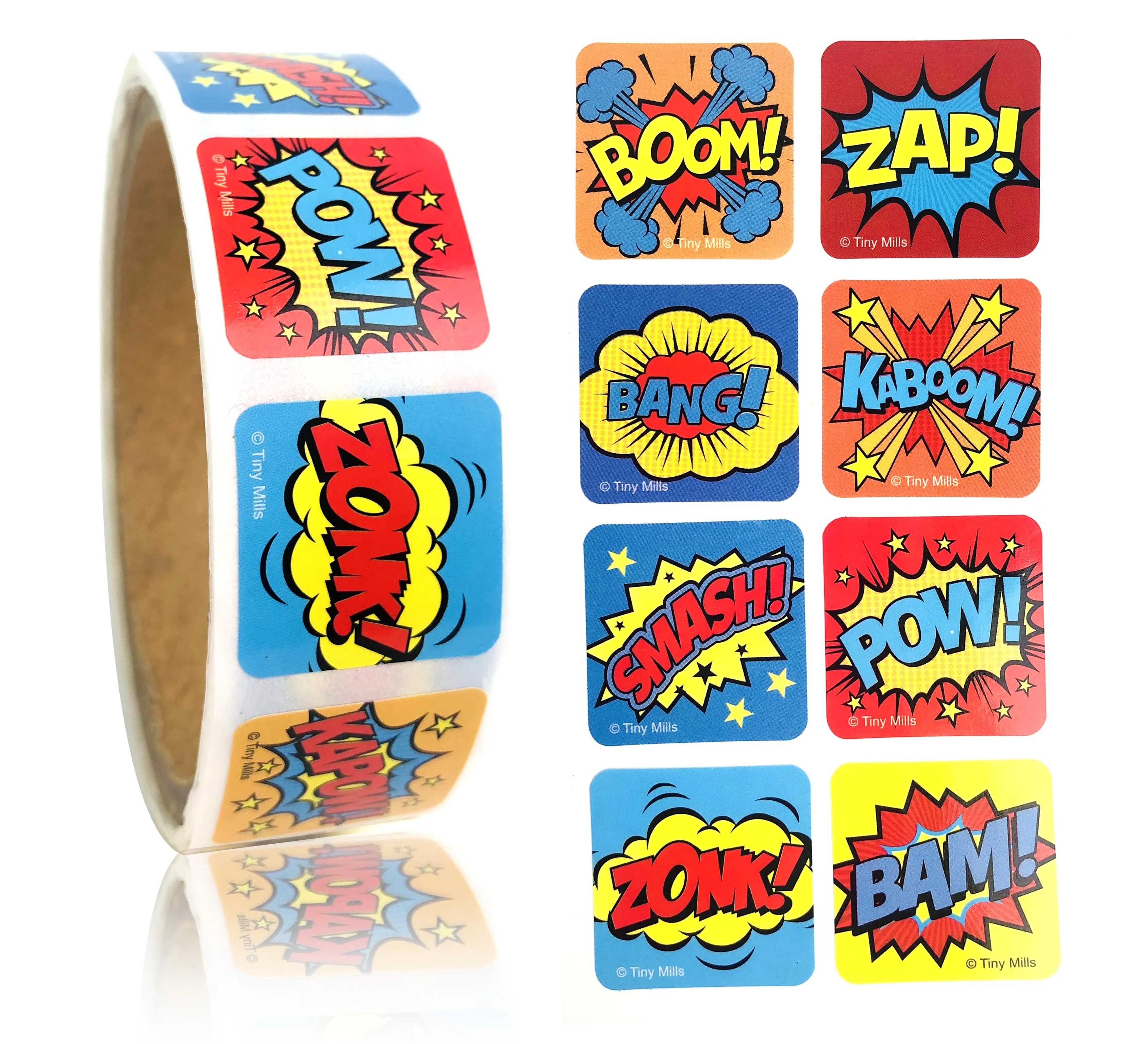 Superhero Stickers 100 Stickers/Dispenser, Pack of 1, 6 or 12 Dispensers