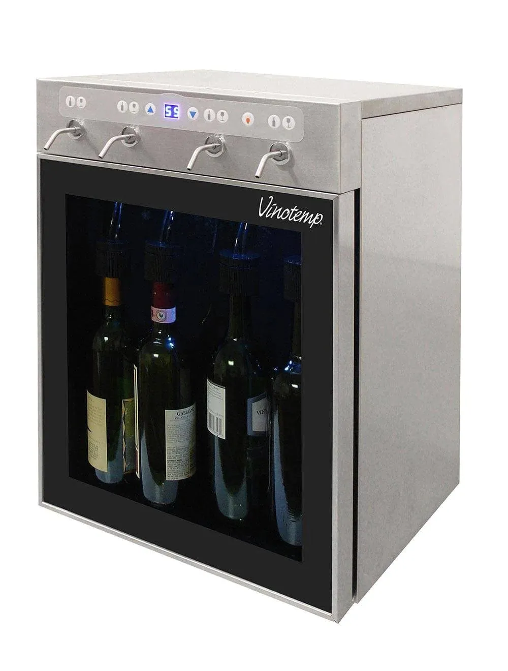 The Vinotemp WineSteward™ Four-Bottle Wine Dispenser with 2 Gas Cylinders (Stainless Steel)