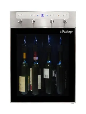The Vinotemp WineSteward™ Four-Bottle Wine Dispenser with 2 Gas Cylinders (Stainless Steel)