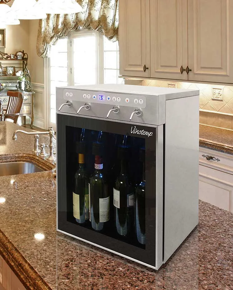 The Vinotemp WineSteward™ Four-Bottle Wine Dispenser with 2 Gas Cylinders (Stainless Steel)