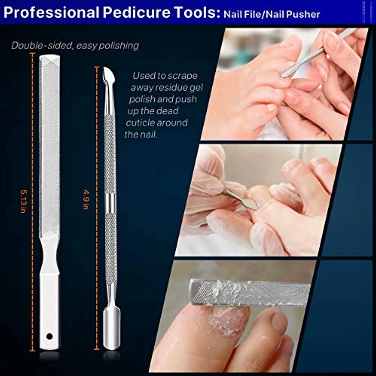 Toenail Clippers Kit, Toe Nail Clippers Adult Thick Nails Long Handle, Professional Nail Clippers Set 8pcs (Black)