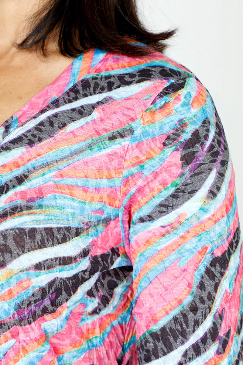 Top Ligne Colorful Stripes V Neck Top