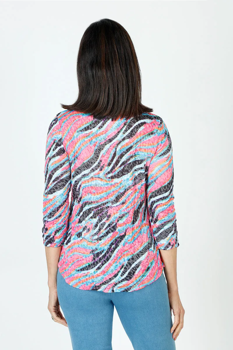 Top Ligne Colorful Stripes V Neck Top