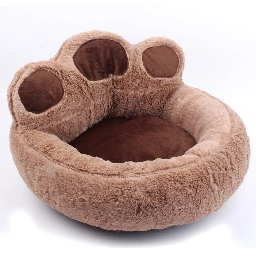Warm Winter & Autumn Bear Paw Shaped Pet Bed