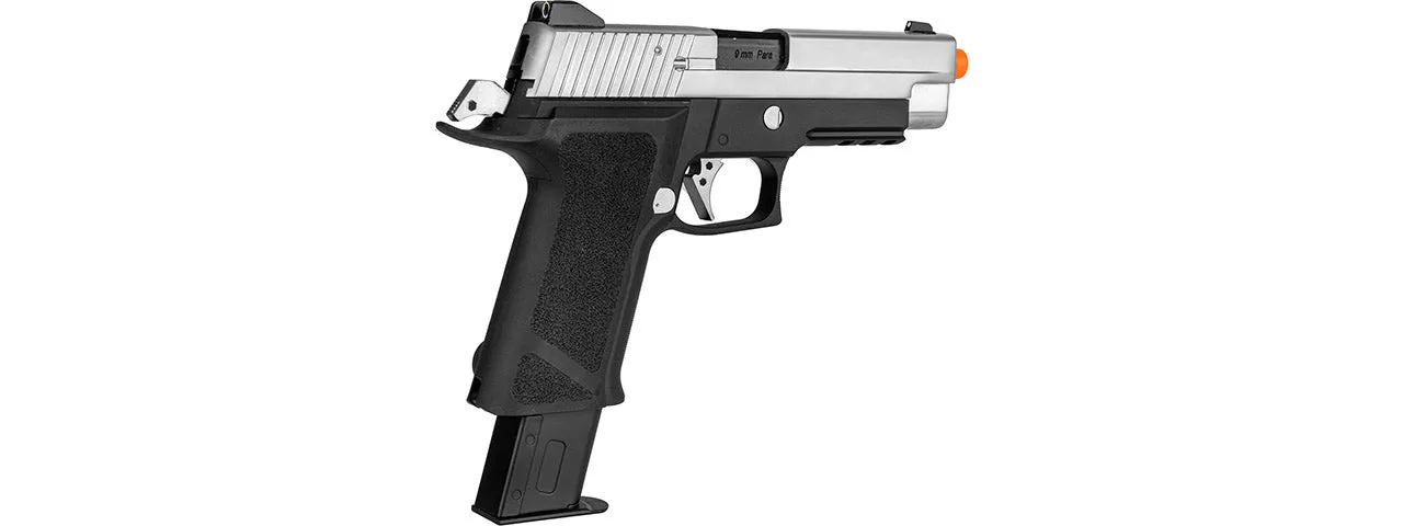 We Tech P-Virus Two-Tone Gas Blowback Airsoft Pistol Black/Silver