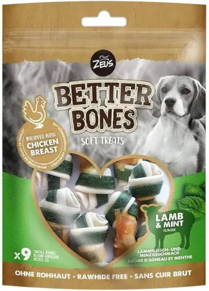 Zeus | Better Bones | Rawhide Free Dog Chews | Wrapped Lamb & Mint - Small - 9 Pack